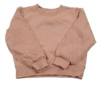 Světlerůžová mikina s nápisem a tylovými rukávy Dopodopo