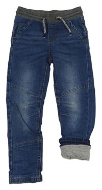 Tmavomodré podšité skinny rifle s úpletovým pasem Impidimpi