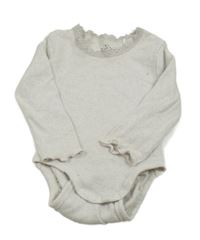 Světlebéžové žebrované body s krajkou Topolino