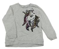 Světlešedá melírovaná mikina s překlápěcími flitry H&M