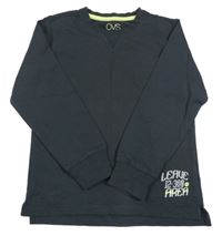 Tmavošedá mikina s nápisem 