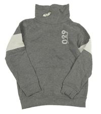 Šedá mikina s číslem a komínovým límcem 