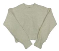 Smetanový chlupatý crop svetr New Look