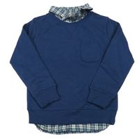 Tmavomodrá mikina se všitou košilí Dunnes