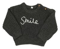 Tmavošedý svetr s nápisem M&S