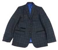 Černo-modro-rezavé kostkované melírované sako DEVICE