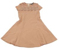 Růžové šaty s tylem a krajkou Primark