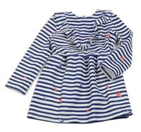 Námořnicky modro-bílé pruhované šaty s květy St. Bernard