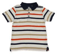 Bílo-béžovo-červené pruhované polo tričko s kormidlem Topolino