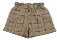 Hnědo-čokoládové kostkované vlněné kraťasy Next