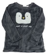 Tmavošedá chlupatá mikina s tučňákem Zara