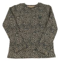 Hnědo-černé leopardí thermo triko se srdíčkem Nutmeg