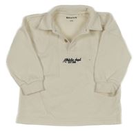 Smetanová oversize mikina s nápisem a límečkem BASICS
