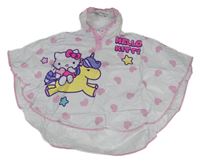 Bílé pláštěnkové pončo s Kitty, srdíčky a kapucí Sanrio