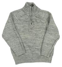 Šedo-bílý melírovaný svetr H&M