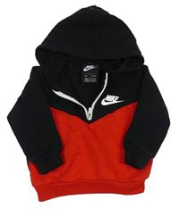 Černo-červená mikina s kapucí Nike