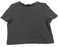 Šedé žebrované crop tričko H&M