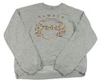 Šedá melírovaná crop mikina s nápisem H&M