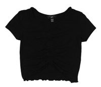 Černé žebrované crop tričko New Look
