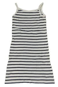 Bílo-tmavomodré pruhované žebrované šaty H&M