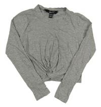 Šedé melírované crop triko s nařasením New Look