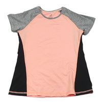 Neonově oranžovo-šedo-černé sportovní tričko H&M