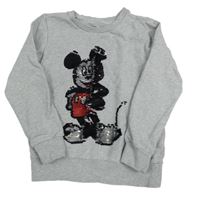 Šedá mikina s Mickeym z flitrů Disney 