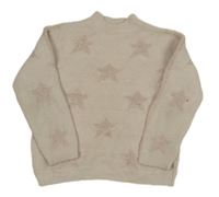 Světlerůžový hvězdičkovaný chlupatý svetr Okaidi 