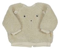 Smetanová huňatá mikina s medvídkem