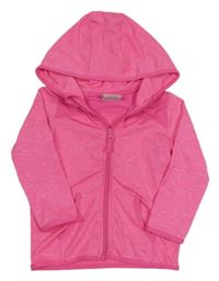 Neonově růžová melírovaná propínací sportovní mikina s kapucí Topolino