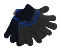 Nové - 2x Šedé + tmavomoré pruhované rukavice 