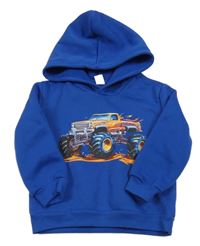 Kobaltově modrá sportovní mikina s monster Truck a kapucí Shein