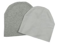 2x Šedá + bílá čepice 