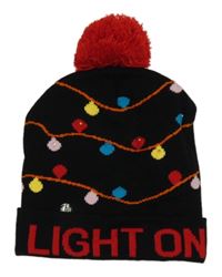 Nové - Černá pletená čepice se světýlky 