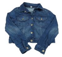 Tmavomodrá riflová crop bunda GAP