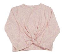 Světlerůžovo-smetanový vzorovaný svetr s překřížením F&F