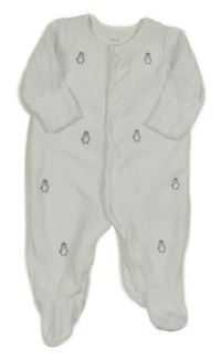 Bílý sametový overal s tučňáky Mothercare