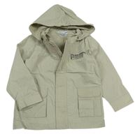 Béžová šusťáková jarní bunda s nápisem a kapucí Impidimpi 