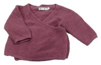 Purpurový zavinovací svetr 