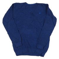 Modro-černý melírovaný svetr s výšivkou We