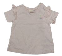 Světlerůžové tričko s kytičkou a volánky Juniors 