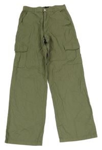 Khaki plátěné volné kalhoty s kapsami New Look 