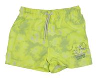Neonově zelené batikované plážové kraťasy se žralokem DopoDopo 