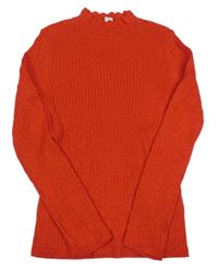 Červený žebrovaný třpytivý svetr Tu