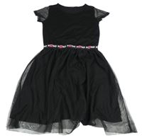 Černé tylové šaty s nápisy Y.F.K.