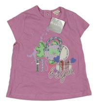 Nové - Růžové tričko s potiskem kabelky Iana 