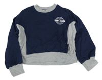 Tmavomodro-šedá crop mikina s logem DKNY