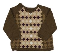 Hnědý károvaný svetr Mamas&Papas