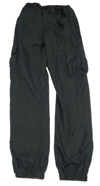 Tmavošedé šuťákové cargo cuff kalhoty 