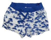 Bílo-kobaltově modré plátěné kraťasy se vzorem H&M